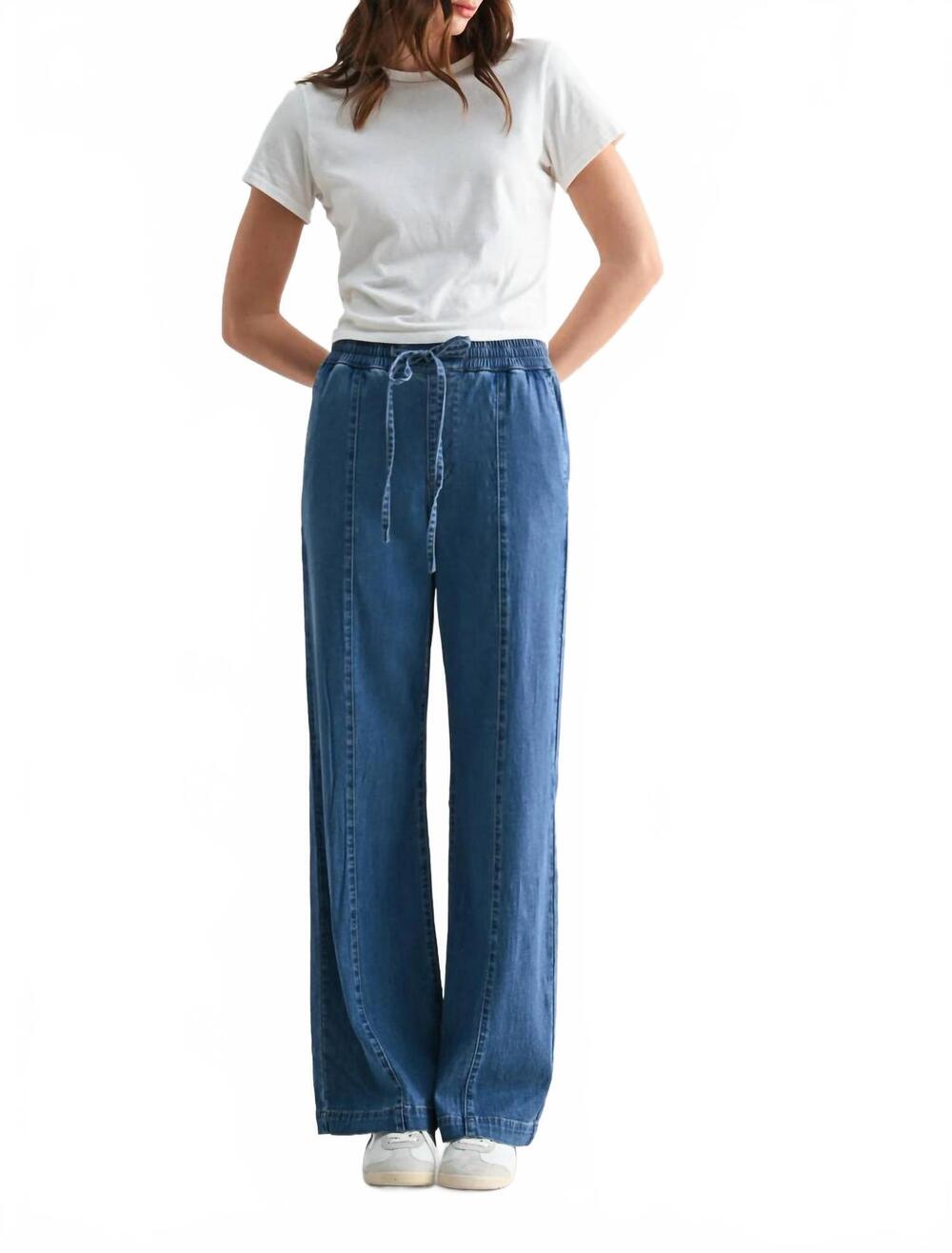 NEW MICA oliver high rise wide leg pull on jeans in blue